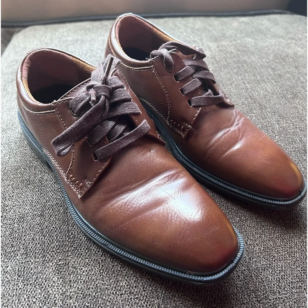 Deer stags brown boy dressing shoes